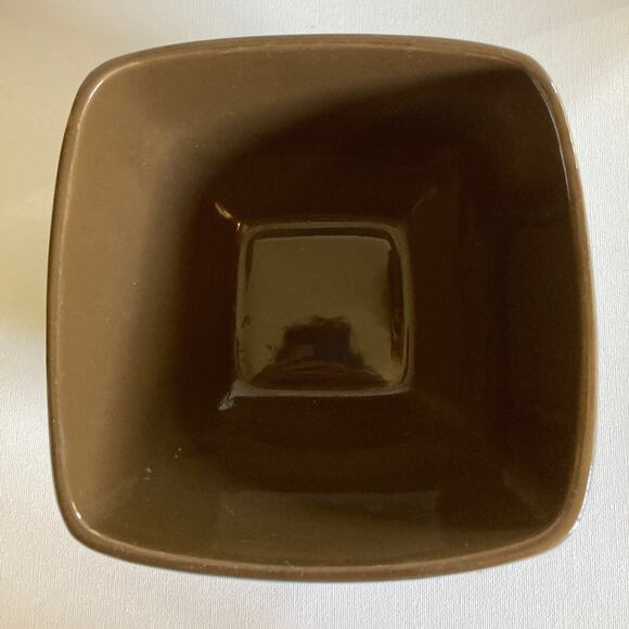 PIER ONE Cereal Bowl Blue Hibiscus Brown Interior Square 5.5" Discontinued - Picture 6 of 9